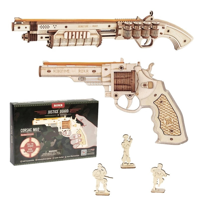 ROKR™ 3D Wooden Revolver Puzzle – DIY Assembly Toy for Kids & Adults