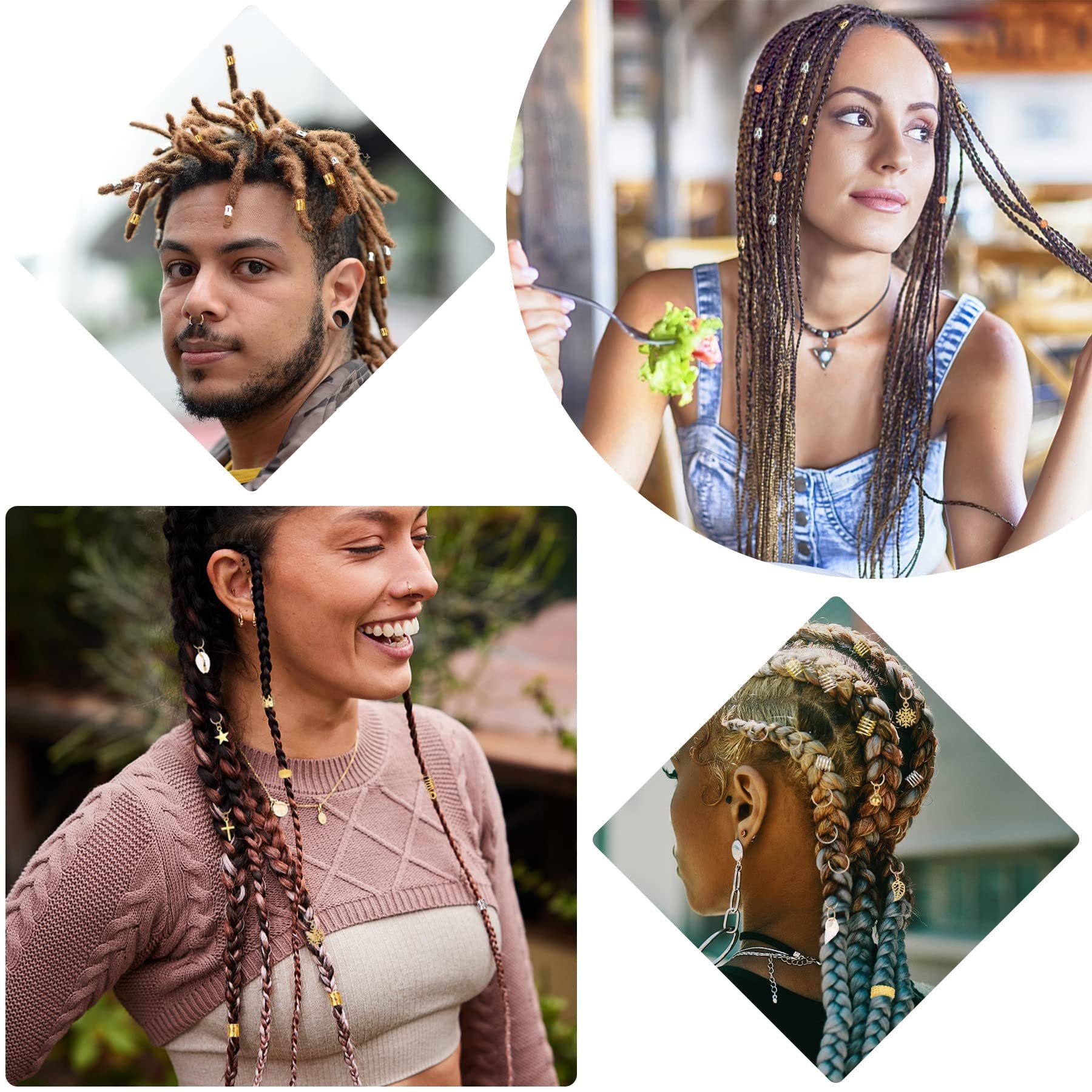 Pack of 238 Dreadlocks Jewelry – Hair Rings & Charms for Braids, Locs & Twists