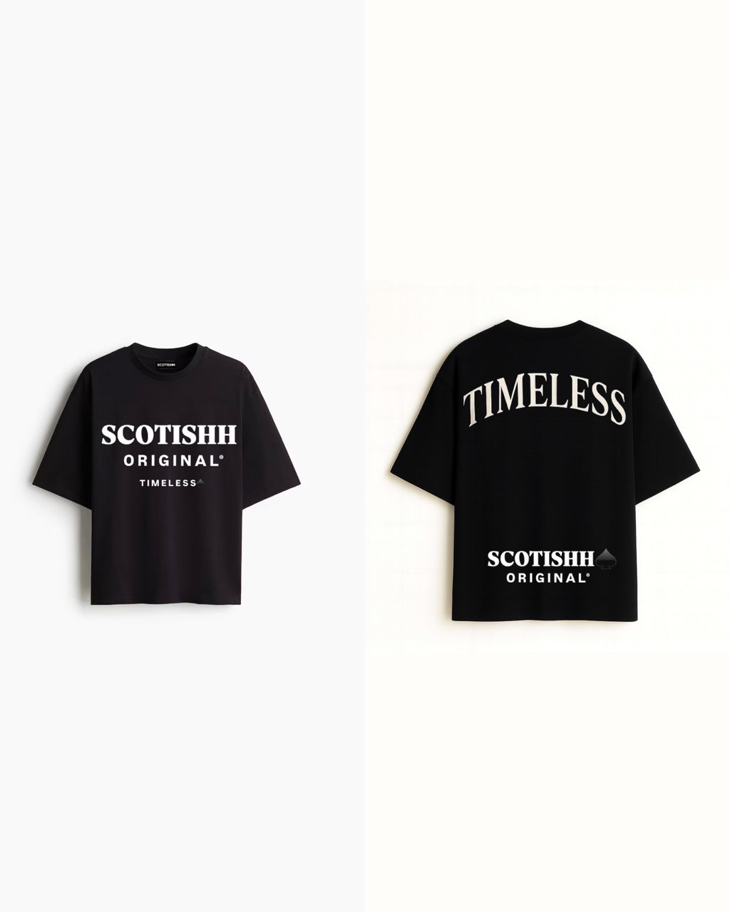 SCOTISHH® Original “TIMELESS” Oversized Black Tee | Luxury Streetwear Made in Italy