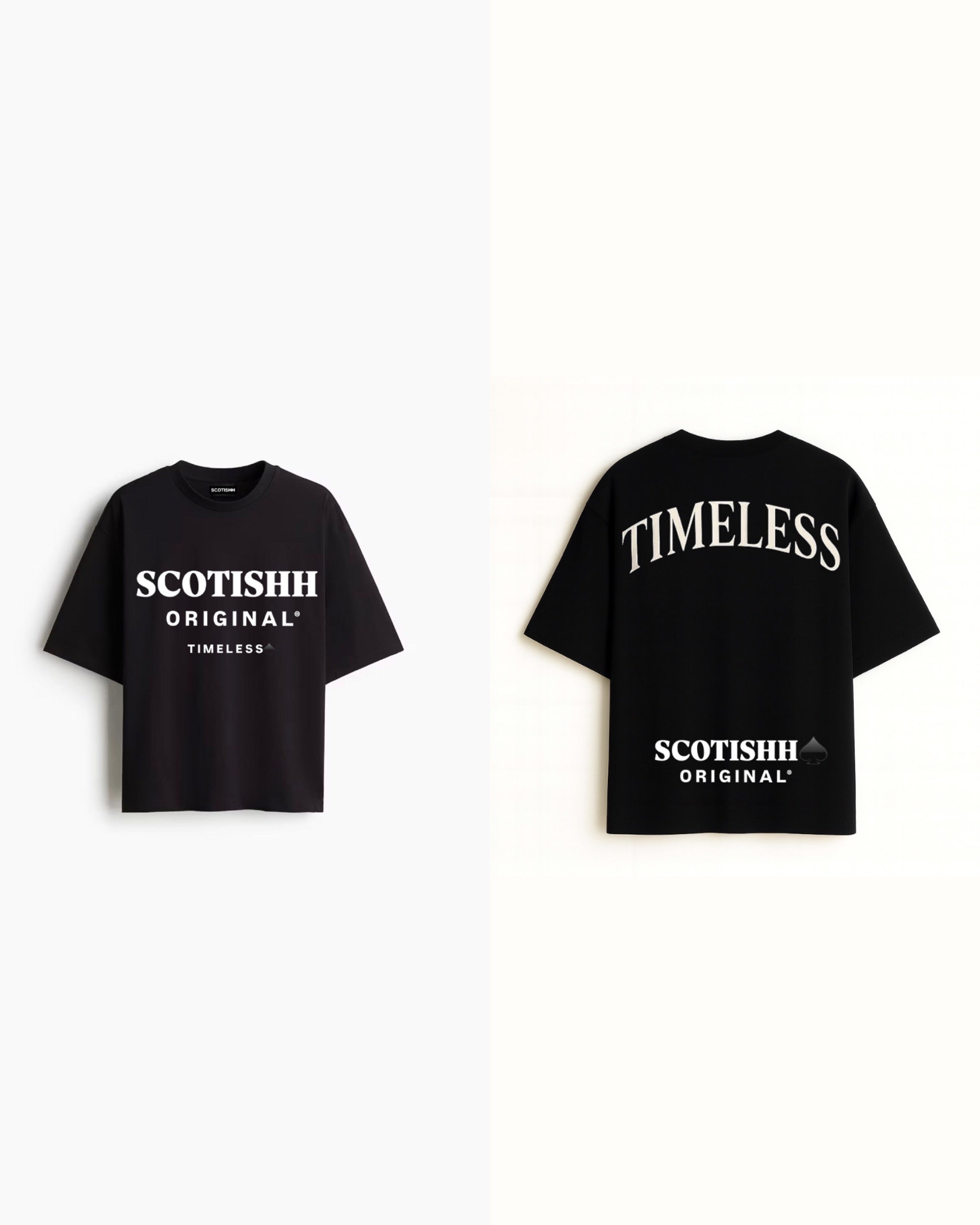 SCOTISHH® Original “TIMELESS” Oversized Black Tee | Luxury Streetwear Made in Italy