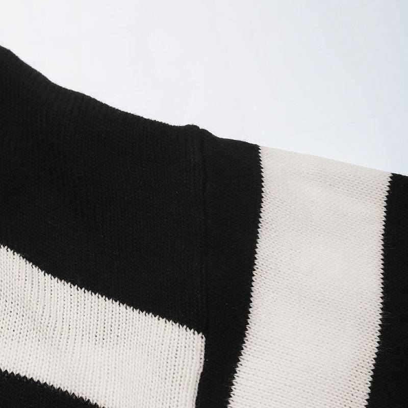 Women’s Striped Sweater – Black & White Casual Knit (S–L)