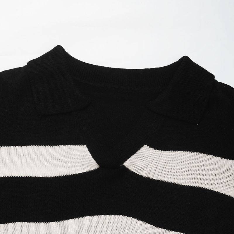 Women’s Striped Sweater – Black & White Casual Knit (S–L)