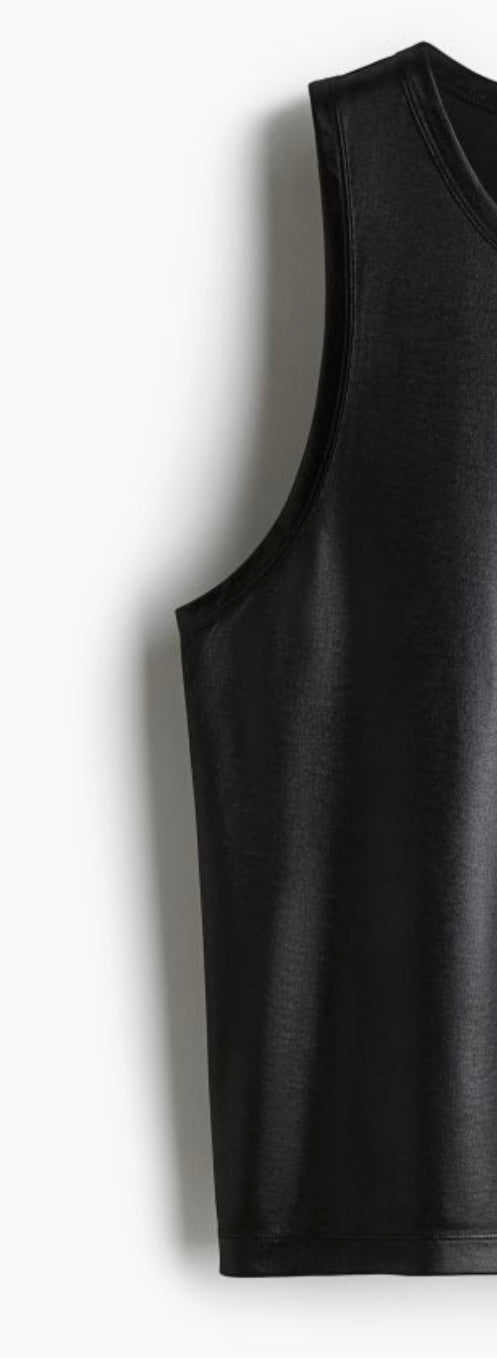 Black Unisex Luxury semi Leather singlet for indoor and partys.  🎉FREE DELIVERY🚚📦