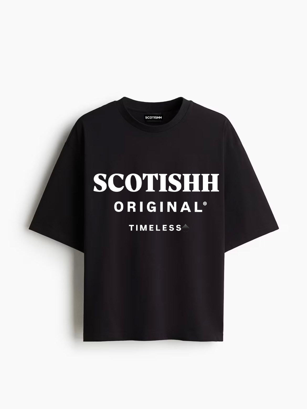 SCOTISHH® Original “TIMELESS” Oversized Black Tee | Luxury Streetwear Made in Italy