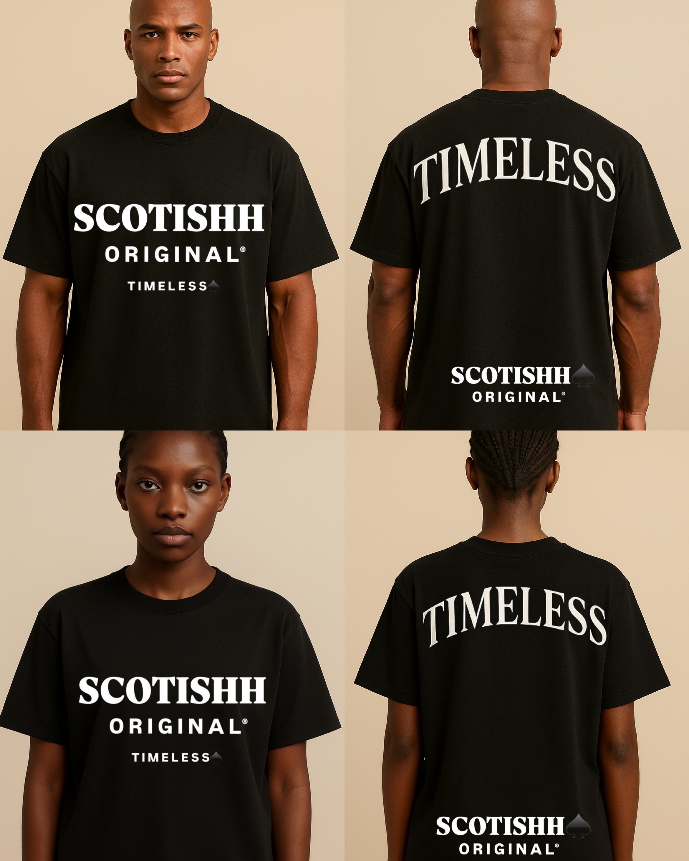 SCOTISHH® Original “TIMELESS” Oversized Black Tee | Luxury Streetwear Made in Italy