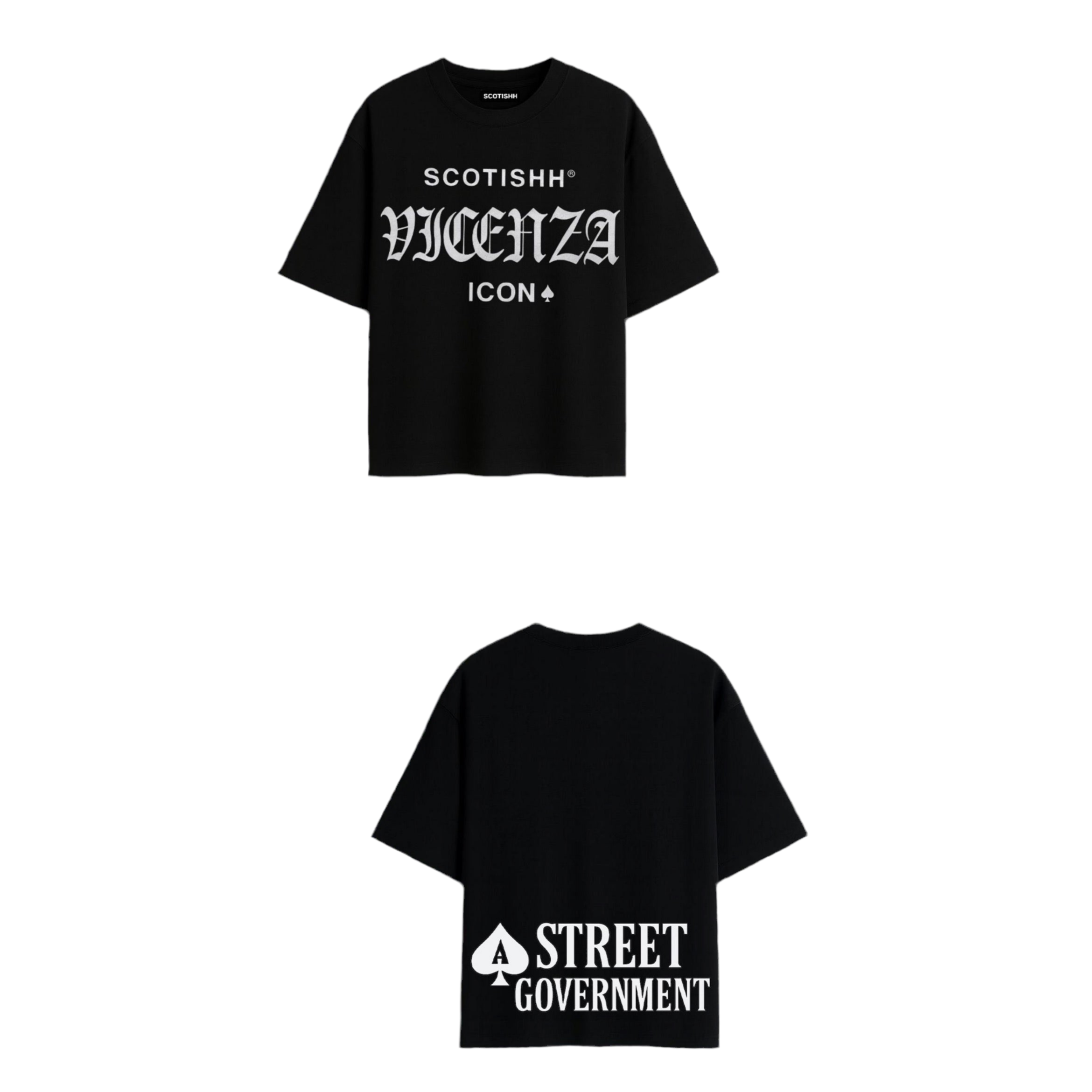 SCOTISHH® VICENZA ICON ♠ Street Government Tee – Black