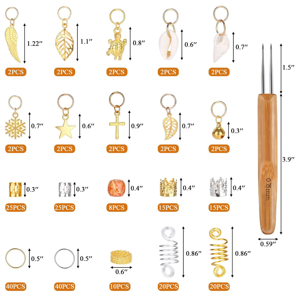 Pack of 238 Dreadlocks Jewelry – Hair Rings & Charms for Braids, Locs & Twists