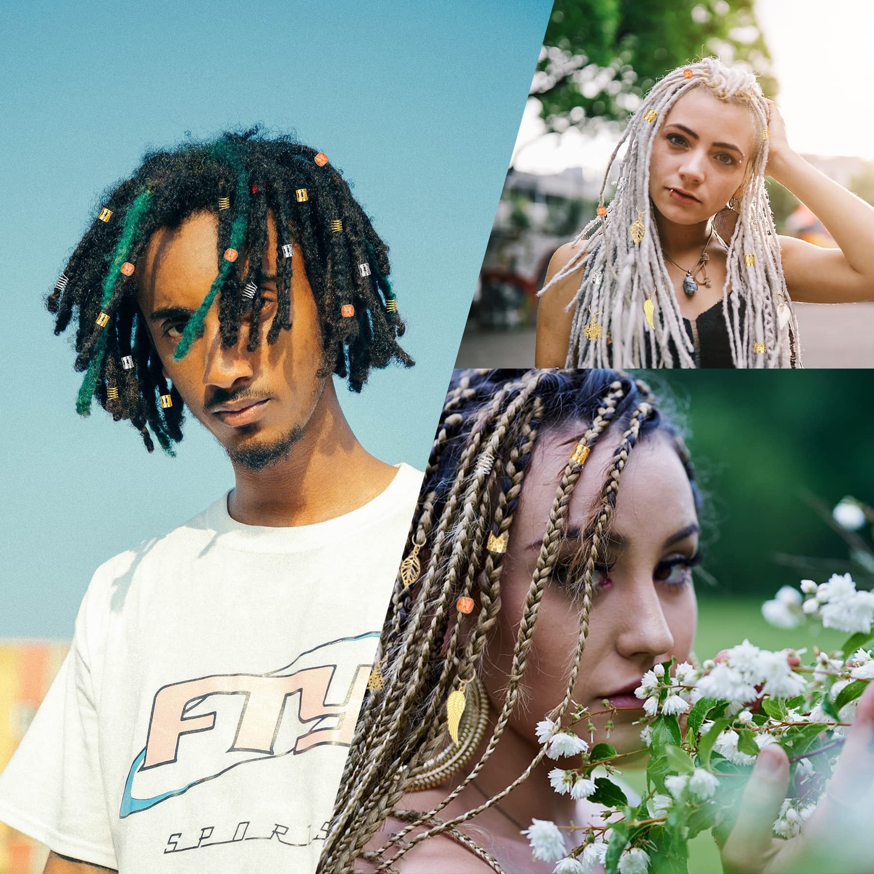 Pack of 238 Dreadlocks Jewelry – Hair Rings & Charms for Braids, Locs & Twists