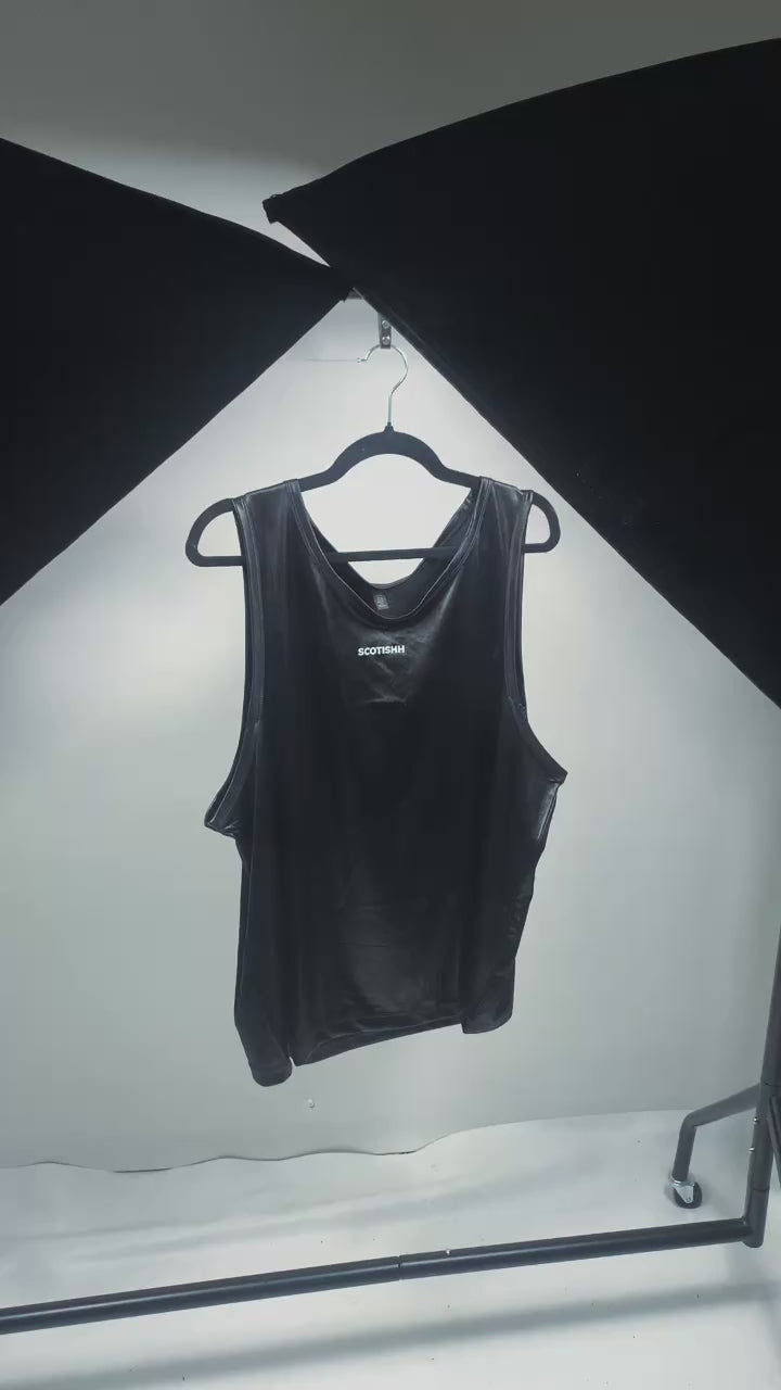 Black Unisex Luxury semi Leather singlet for indoor and partys.  🎉FREE DELIVERY🚚📦